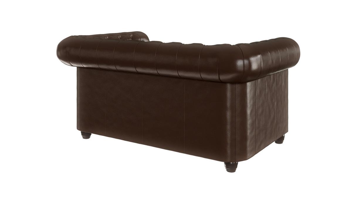CHESTERFIELD-SOFA 2-sitzer Morin Braun vegan Leder - Braun, Holz/Textil (148/72/86cm) - S-Style Möbel