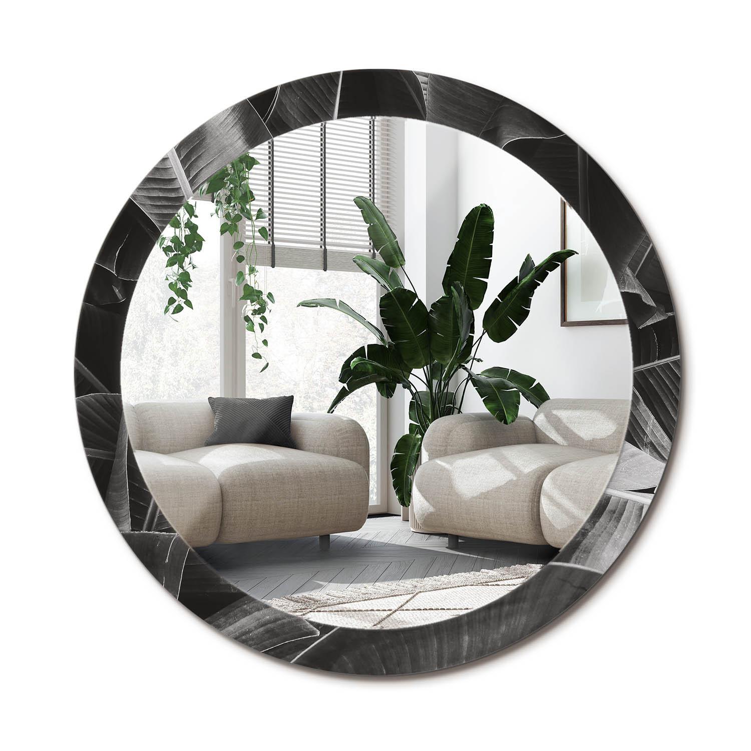 SPIEGEL Rund Ø 90 cm mit Aufdruck - Grau, Glas (90/90/0.4cm) - Wallfluent