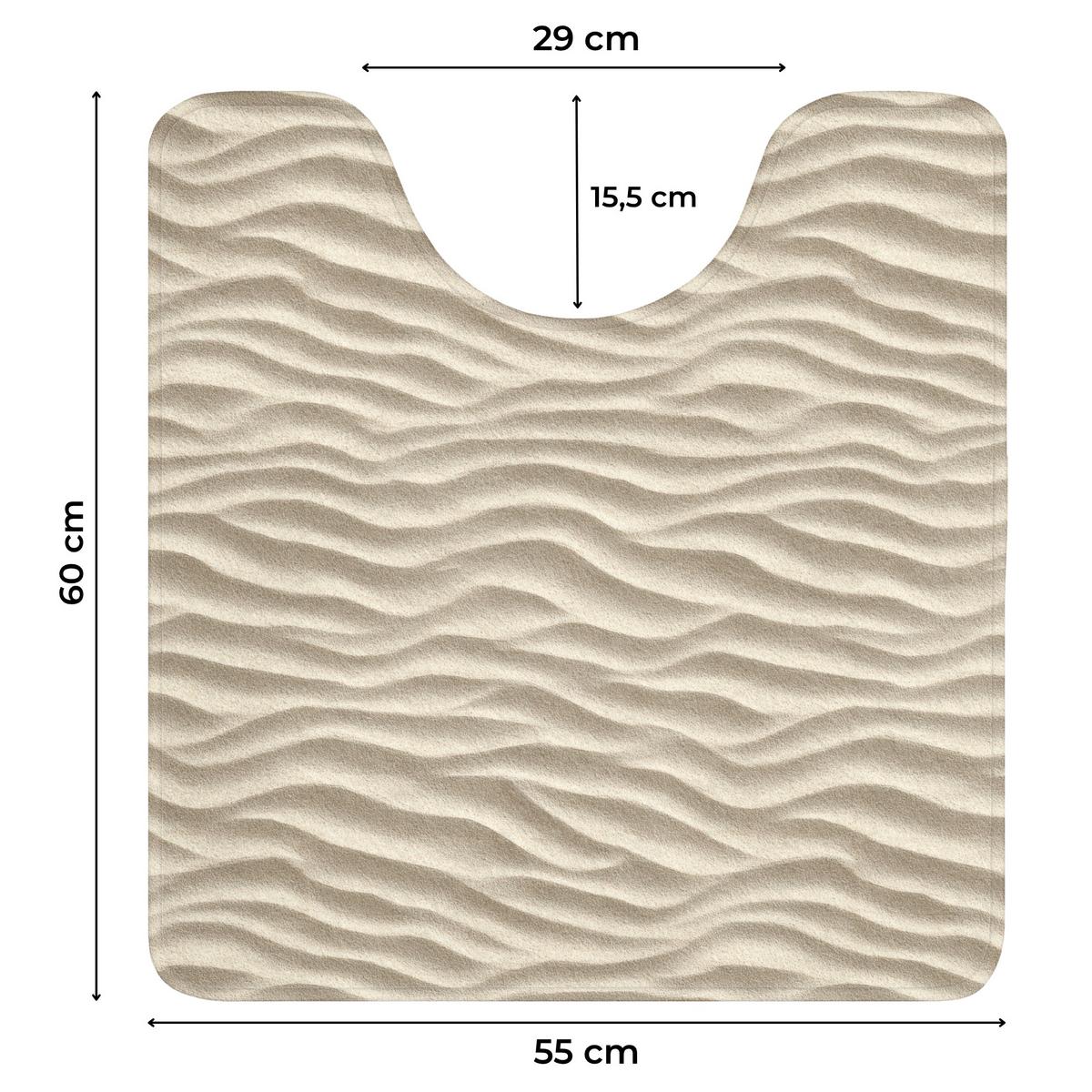 WC-VORLEGER Sand - Wellen - Beige Toilettenvorleger 55x60 cm - Beige, Textil (55/1cm) - OnlyWow