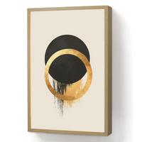 WANDLEUCHTE MIT AKKU Abstraktes Design - Schwarzer Kreis - Farbflecken 40x60 cm - Creme, Holzwerkstoff (40/60/8cm) - OnlyWow