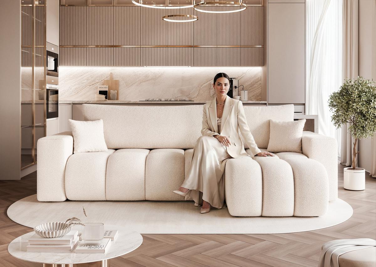 ECKSOFA OFI mit Schlaffunktion und Bettkasten Creme - Creme, Holzwerkstoff/Kunststoff (248/145cm) - Idohome