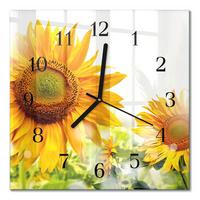 WANDUHR aus Glas 30x30 cm - Sonnenblume - Gelb, Glas (30/30/0.4cm) - TULUP