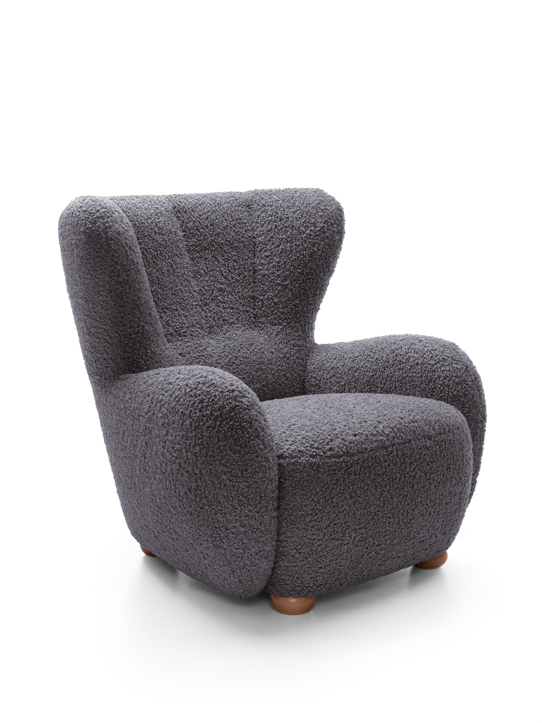SESSEL MIST, Polstersessel Klassisch Loungesessel, Bucle-Stoff Braun - Braun, Holz/Holzwerkstoff (88/91/100cm) - MASSENO