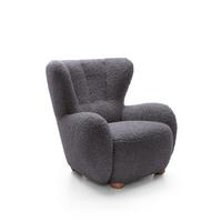 SESSEL MIST, Polstersessel Klassisch Loungesessel, Bucle-Stoff Braun - Braun, Holz/Holzwerkstoff (88/91/100cm) - MASSENO