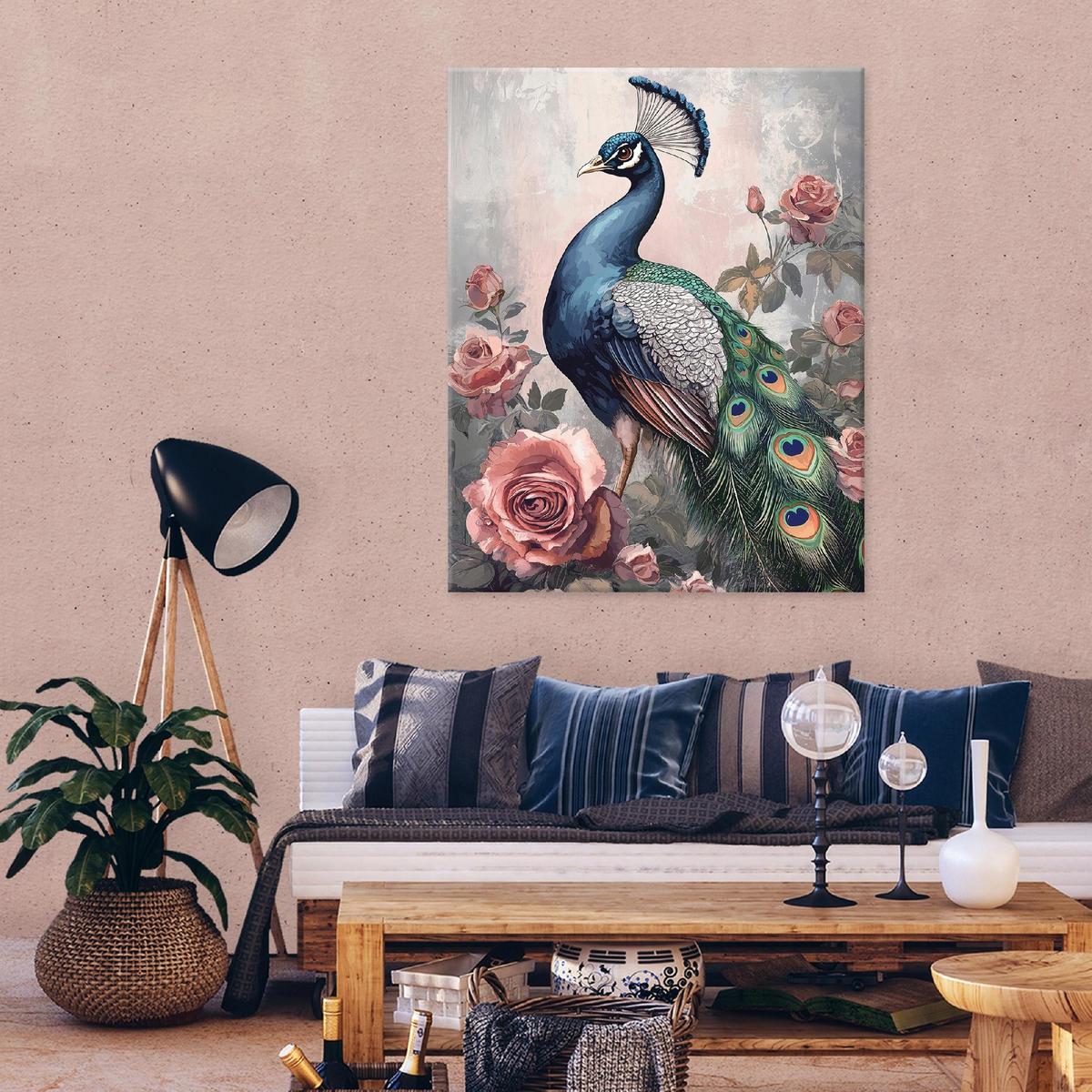 LEINWANDBILD Kran Natur Vogel Modern 100x70 - Multicolor, Holzwerkstoff (70/100cm) - Wallarena