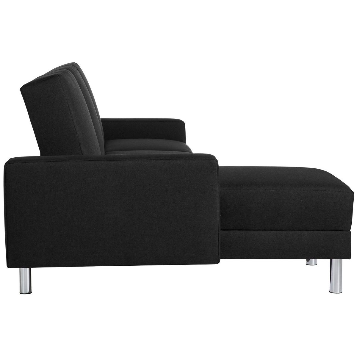 FUNKTIONSSOFA mit Hocker Katryna Flachgewebe schwarz - Schwarz, Kunststoff (144/92/230cm) - 58aufmkessel
