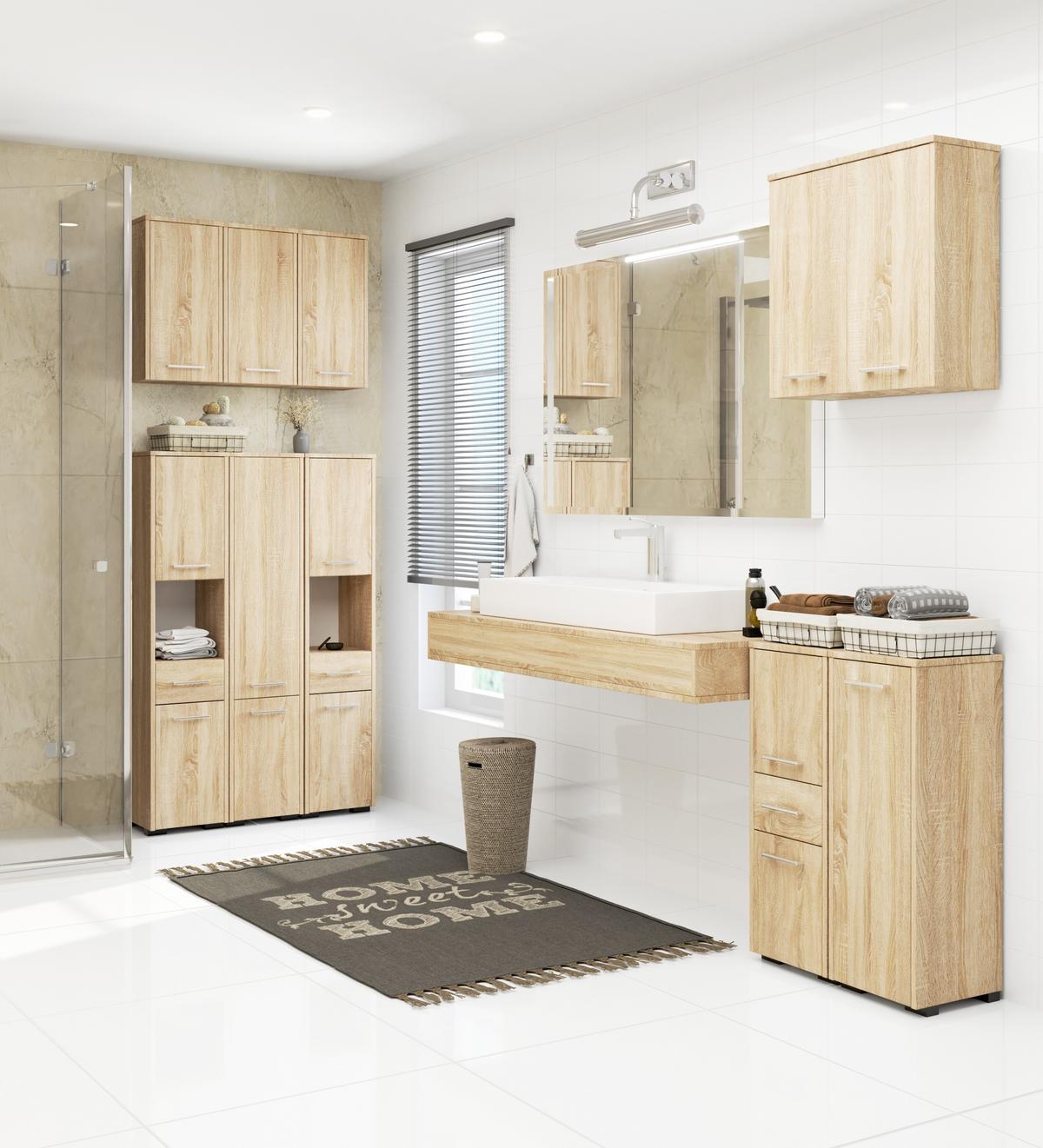 BADKOMMODE Eiche Sonoma 60/60/22,5 - Sonoma Eiche, Holzwerkstoff (60/60/23cm) - RAUMHIRSCH FURNITURE