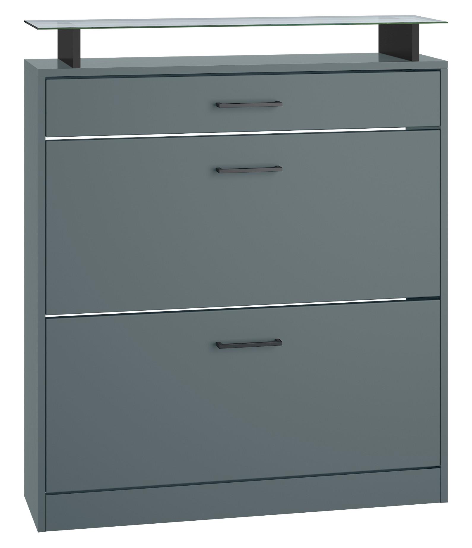 SCHUHSCHRANK Enigma Fjord - Dunkelgrün, Holzwerkstoff (89/104/23cm) - Vladon