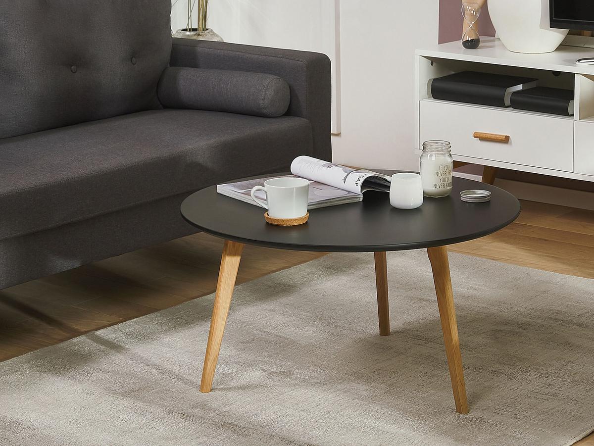 COUCHTISCH schwarz/hellbraun 80 cm Tennessee - Hellbraun/Schwarz, Holzwerkstoff (80/80/44cm) - Beliani