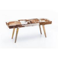 SITZBANK – Fell/Massivholz, 120x40x52 cm, Braun, ohne Lehne - Multicolor/Braun, Leder/Holz (120/52/40cm) - KADIMA DESIGN