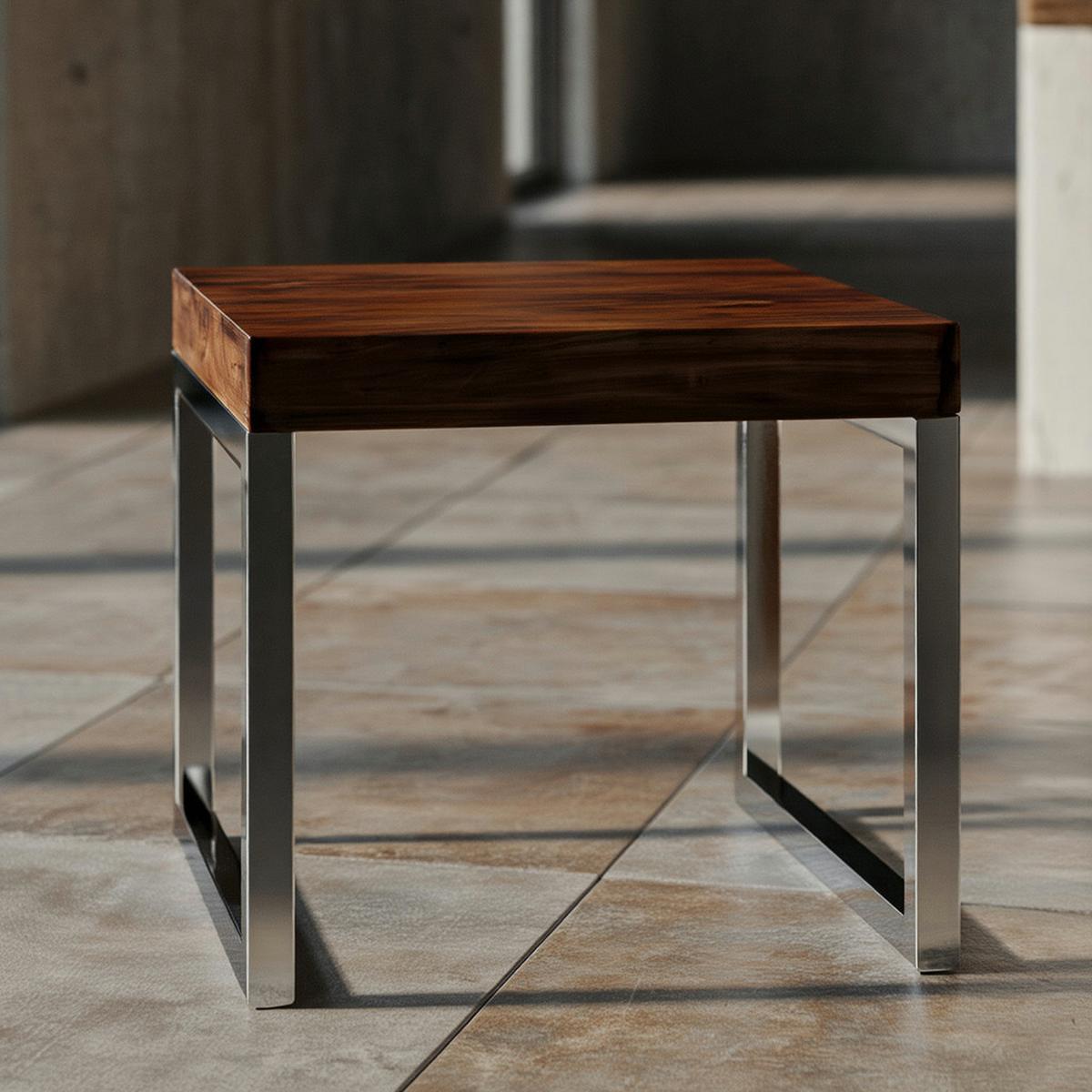 COUCHTISCH Massivholz Metallgestell Pflegeleicht, Braun 45x45x40 cm - Silberfarben/Braun, Holz/Metall (45/45/40cm) - KADIMA DESIGN