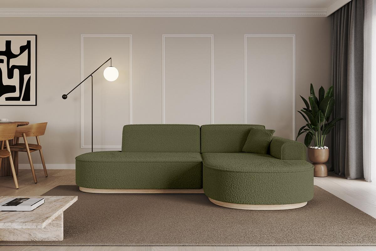 ECKSOFA Ottomane Rechts MARI-L1-v1 - 243x171x83 cm Grün Bouclé - Grün, Holzwerkstoff/Textil (171/243cm) - ALTDECOR