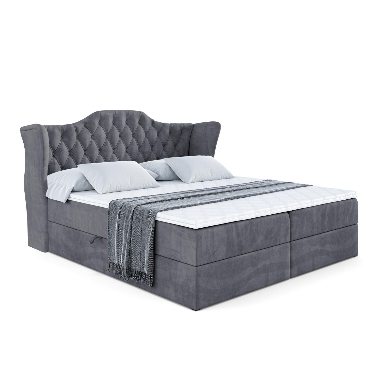 BOXBETT mit Matratze H3 und Lattenrost - VILA - 140x200 cm Dunkelgrau - Dunkelgrau, Holzwerkstoff (140/200cm) - ALTDECOR