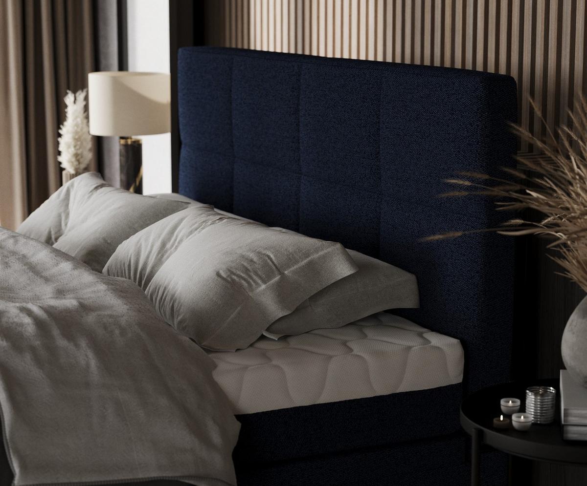 BOXBETT Tessa 180/200 cm Marineblau im Riva Stoff - Schwarz/Dunkelblau, Holz/Holzwerkstoff (180/200cm) - AltaBeds