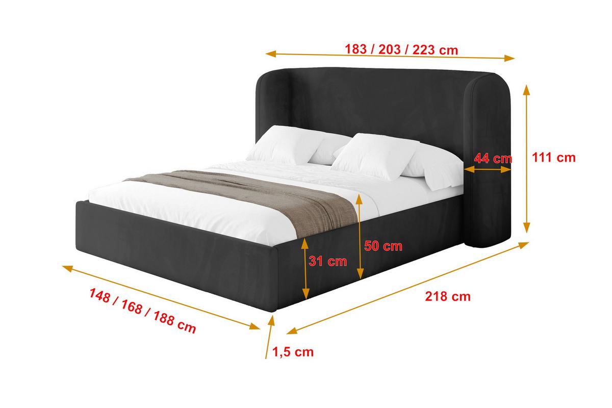 POLSTERBETT mit Bettkasten und Lattenrost, Bett mit Matratze H3/H4 - ESTI 140x200 Schwarz - Schwarz, Holzwerkstoff/Textil (140/200cm) - ALTDECOR