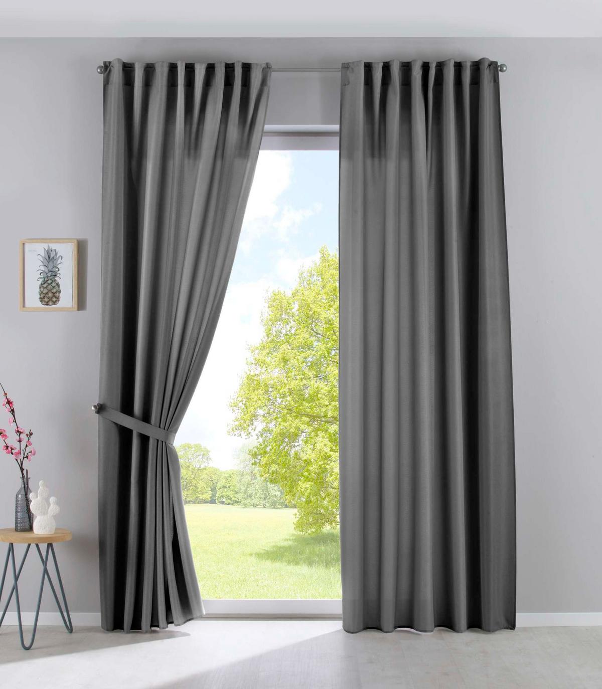 SCHLAUFENGARDINE 2ER SET »Jena« HxB 145x140 cm Grau - Grau, Textil (140/145cm) - Gardinenbox