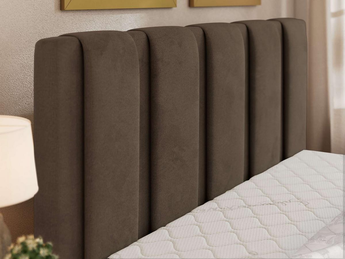 POLSTERBETT SAVINO CLASSIC 140/200 - Braun Velvet - Pocket-Matratze - Schwarz/Braun, Kunststoff/Textil (140/200cm) - MKS