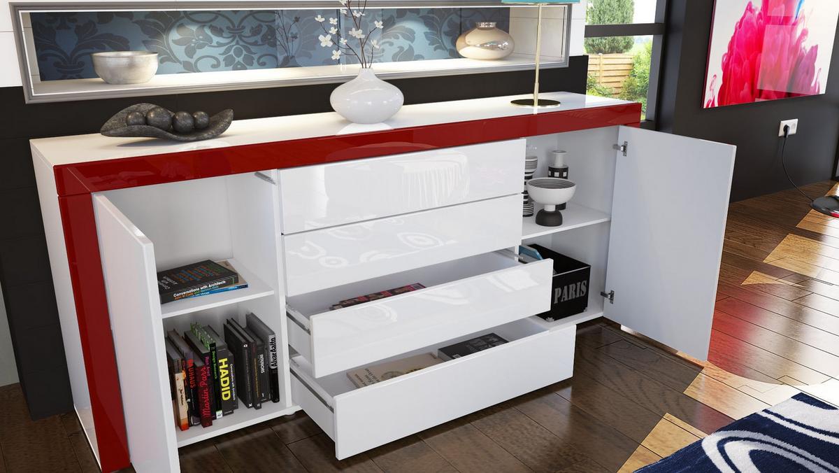 SIDEBOARD La Paz Schwarz Hochglanz / Weiß Hochglanz - Schwarz Hochglanz, Holzwerkstoff (167/72/35cm) - Vladon