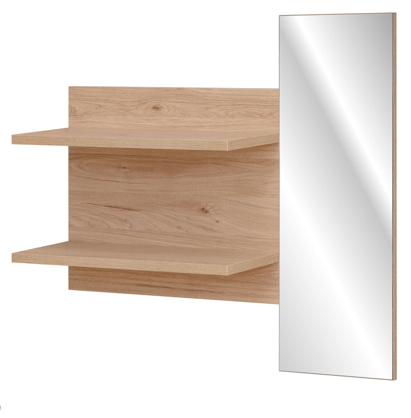 WANDSPIEGEL Eiche Jackson quadratisch 90 x 90 cm, Flurspiegel mit Ablage - Eichefarben, Glas/Holzwerkstoff (90/90/28cm) - Furn.Design