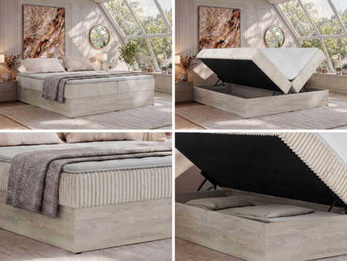 BOXBETT NORDIC ZERO 160/200 - Beige Cord - Topper Visco - H4 - Beige/Schwarz, Kunststoff/Textil (160/200cm) - MKS