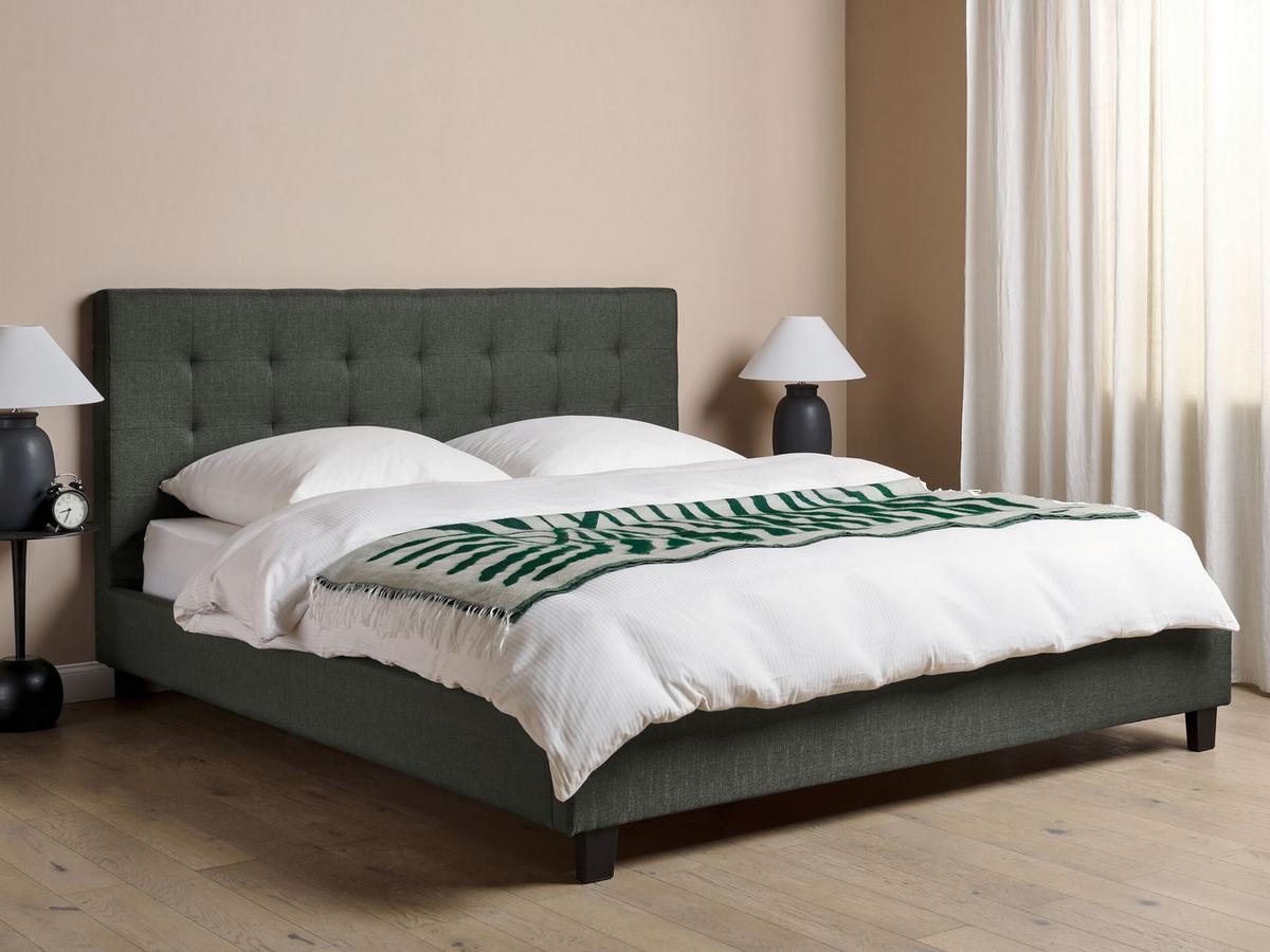 POLSTERBETT mit Lattenrost 180x200 cm Grau La Rochelle - Dunkelgrau, Textil (180/200cm) - Beliani