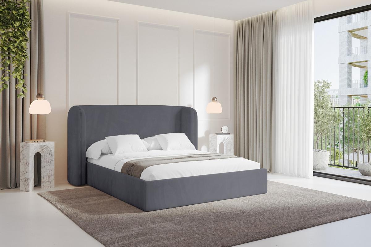 POLSTERBETT mit Bettkasten und Lattenrost, Bett mit Matratze H3/H4 - ESTI 180x200 Dunkelgrau - Dunkelgrau, Holzwerkstoff/Textil (180/200cm) - ALTDECOR