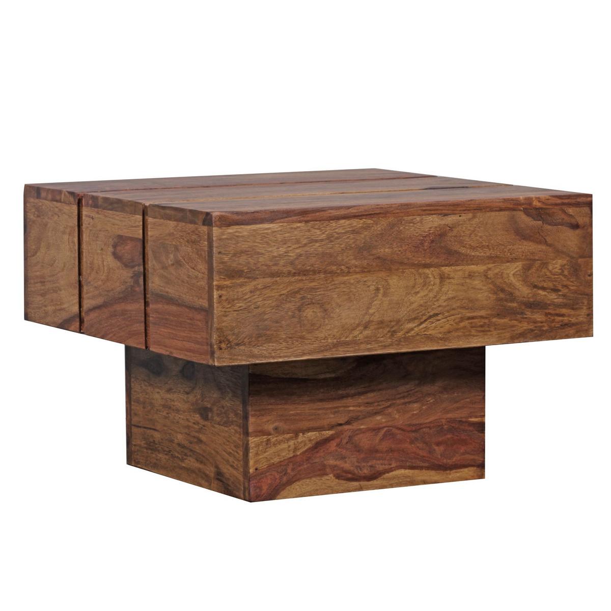 BEISTELLTISCH aus Massivholz im Landhausstil mit Cube-Design, Dunkelbraun 44x44x30 cm - Dunkelbraun/Braun, Holz (44/44/30cm) - KADIMA DESIGN