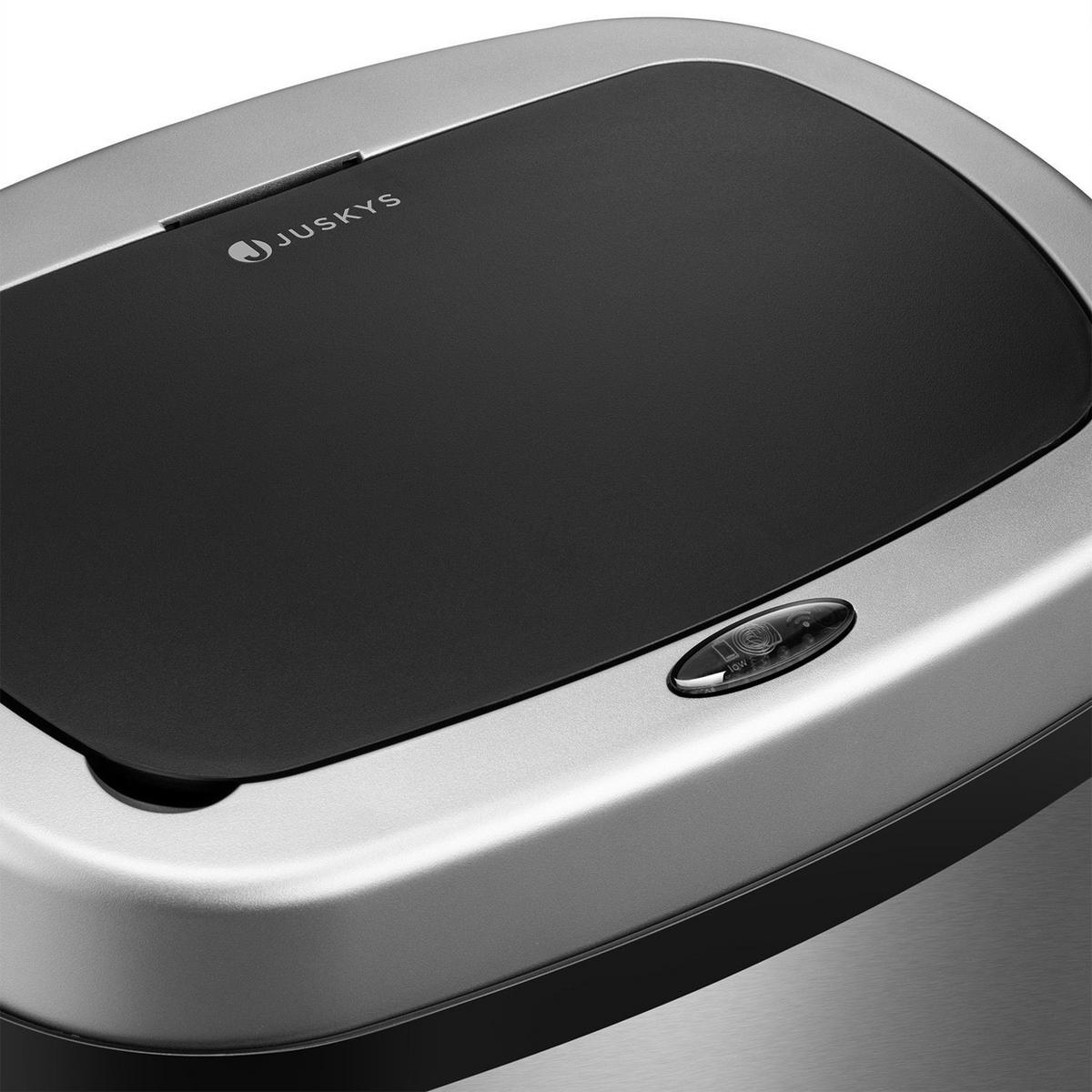 MÜLLEIMER viereckig 60L silber mit Sensor - Silberfarben, Metall (40/63/29cm) - Juskys