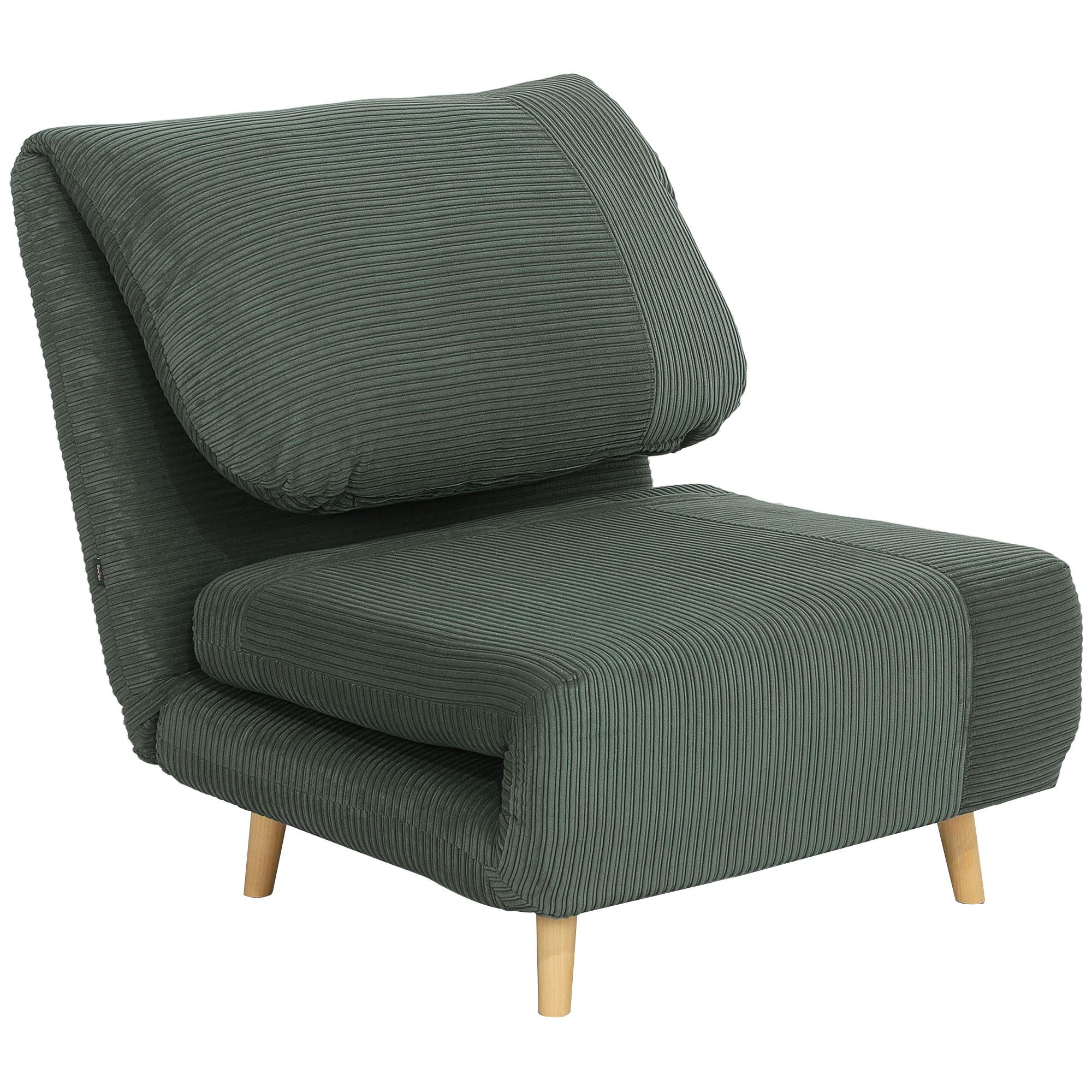 2-IN-1 Schlafsofa Schlafsessel Klappmatratze Gästebett Klappbett Grün - Naturfarben/Grün, Holz/Textil (87/89/82cm) - HOMCOM