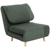 2-IN-1 Schlafsofa Schlafsessel Klappmatratze Gästebett Klappbett Grün - Naturfarben/Grün, Holz/Textil (87/89/82cm) - HOMCOM