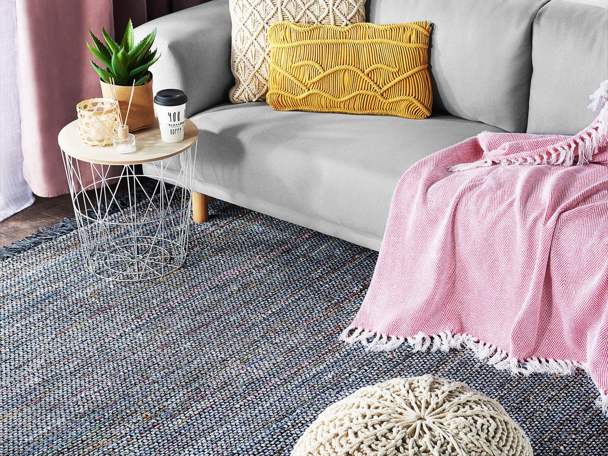 TEPPICH geflochten Besni 200/140 cm - Grau, Textil (140/200cm) - Beliani