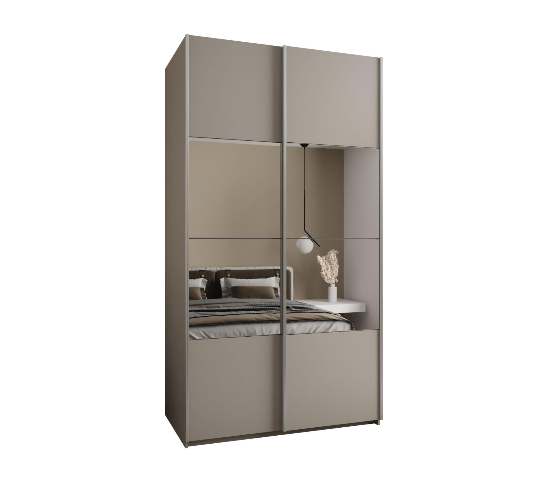 SCHWEBETÜRENSCHRANK 245,5/140/64 2-türig - Kaschmir/Silberfarben, Holz/Metall (140/245/64cm) - Abiks Möbel