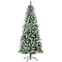 KÜNSTLICHER Weihnachtsbaum, 180 cm Christbaum mit Kunstschnee, Indoor - Grün, Kunststoff (180cm) - HOMCOM