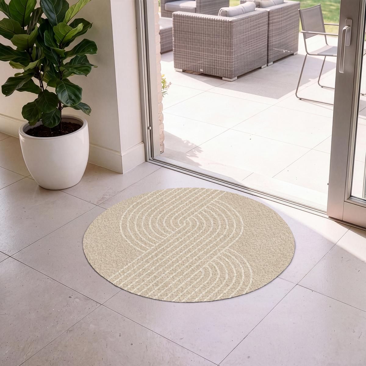 FUSSMATTE Parallele Linien - Leichte Textur - Beige Türmatte 90x90 cm - Beige, Kunststoff (90/0.4cm) - MuchoWow