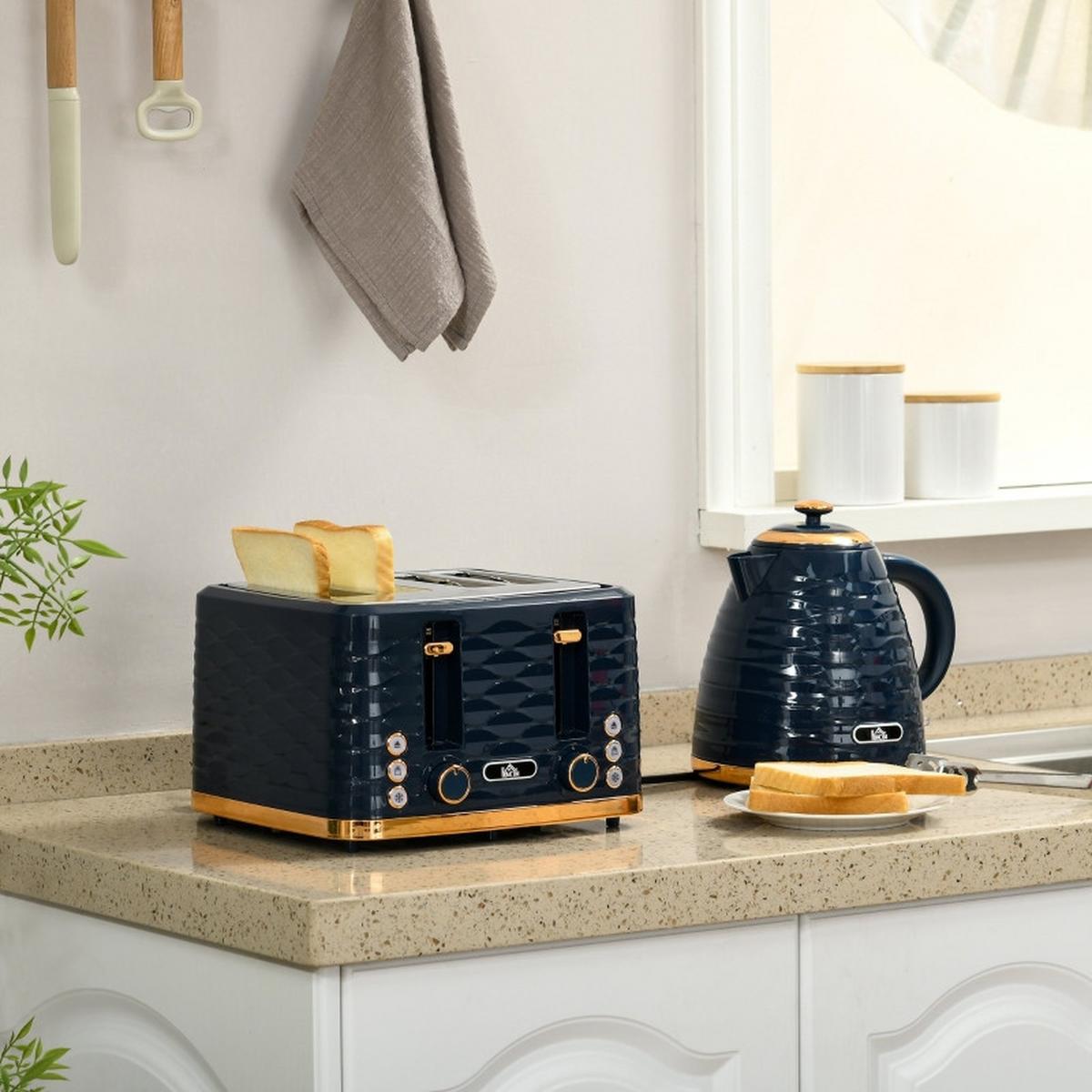 KOCHER-TOASTER-SET 2er Set Kunststoff Stahl Blau - Blau, Kunststoff (19.5/23.2/24.1cm) - HOMCOM