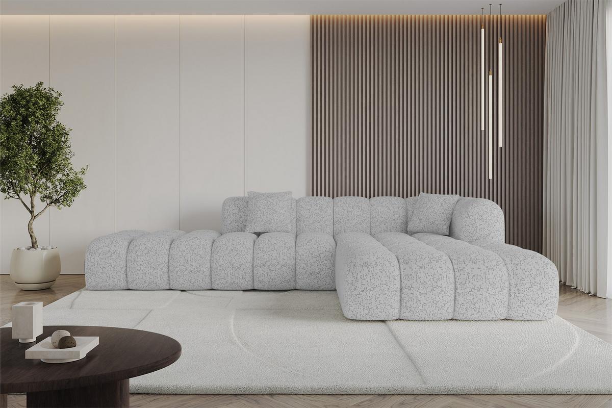 ECKSOFA Ottomane Rechts OLEA-L2 - 289x176x71 cm Grau - Schwarz/Grau, Holzwerkstoff/Kunststoff (289/176cm)