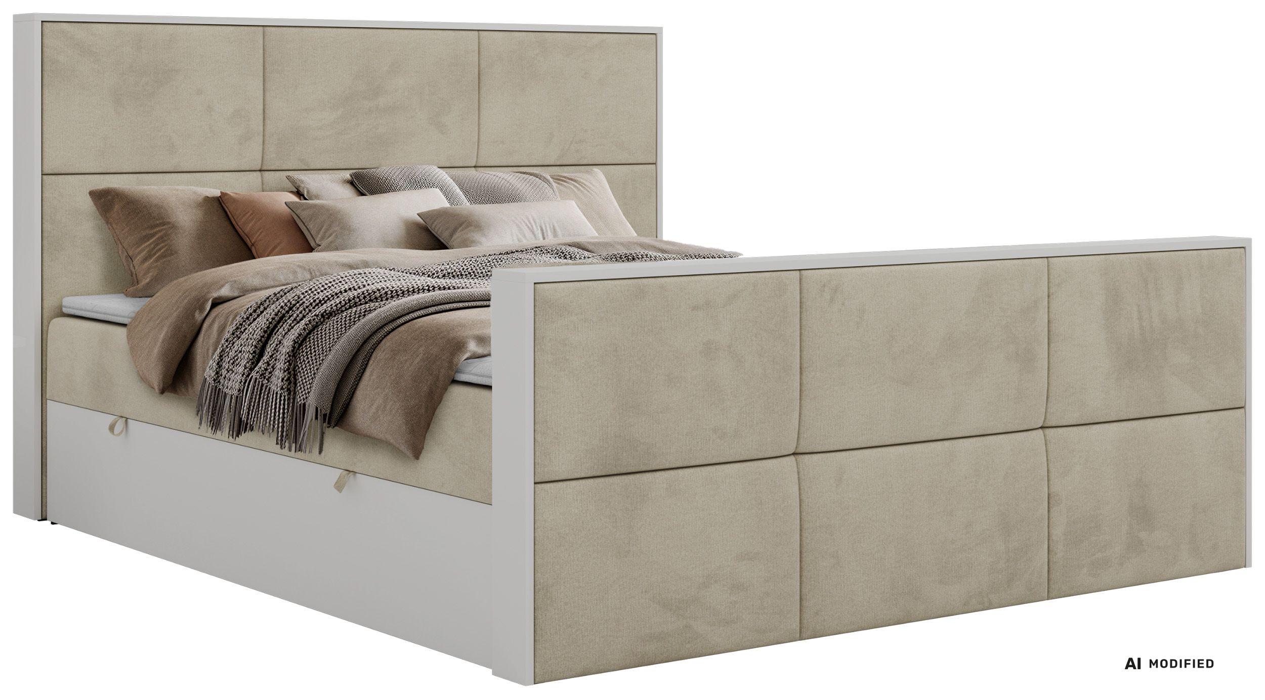 BOXBETT DELVIT DUO 180/200 - Beige Velvet - Topper T25 - H4 - Beige/Schwarz, Kunststoff/Textil (180/200cm) - MKS