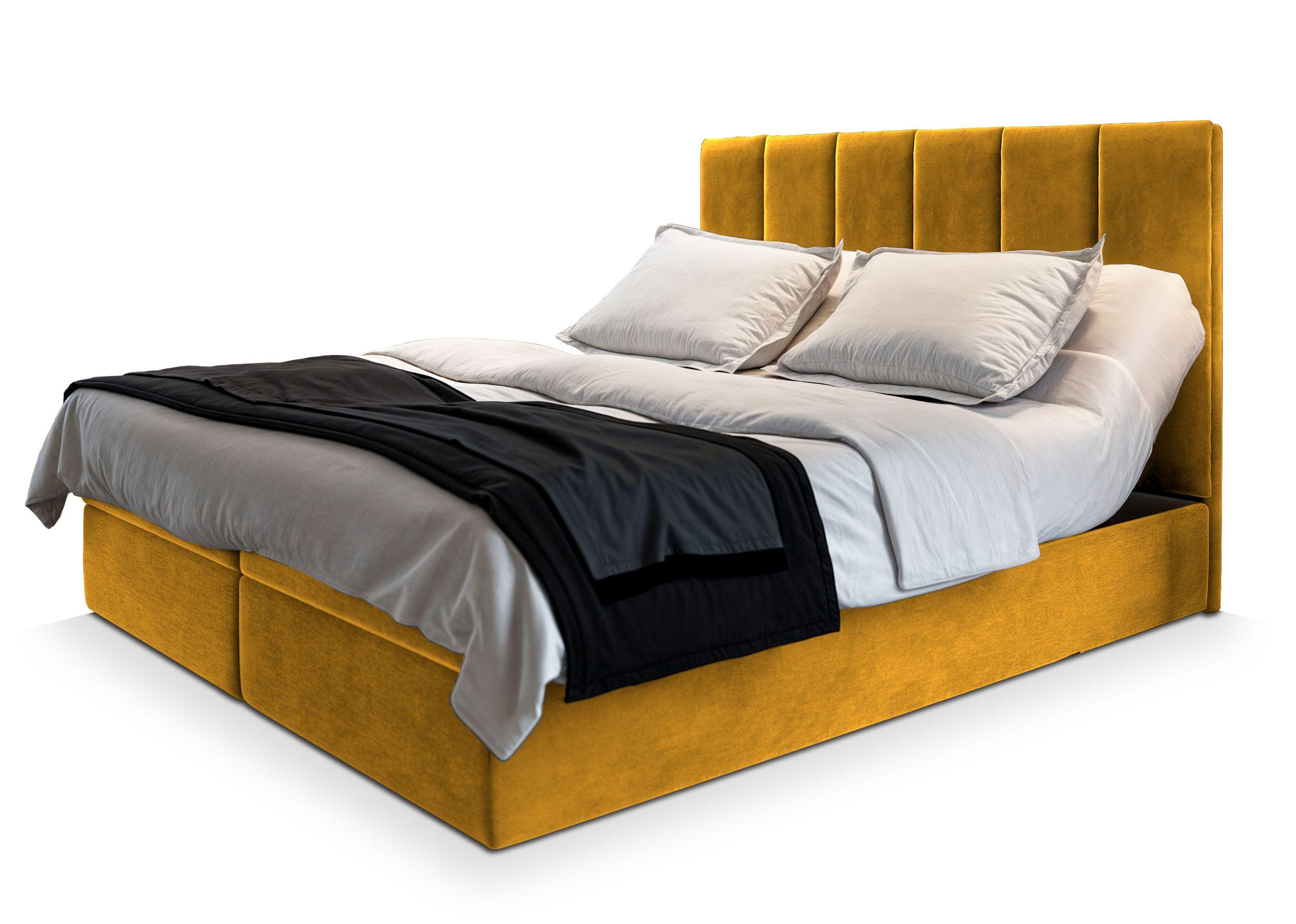 BOXBETT BARINO 160x200 cm mit Matratze und Topper - Gelb - Gelb, Holz (160/200cm) - MASSENO