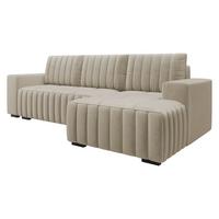 ECKSOFA Hugo, Seite: Rechts - Beige/Dunkelbraun, Holz/Textil (240/140cm)