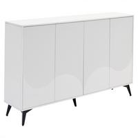 SIDEBOARD weiß & 3d-rillen-design mit 4 türen - Weiß, Holzwerkstoff (160/100/35cm) - Urban Meuble