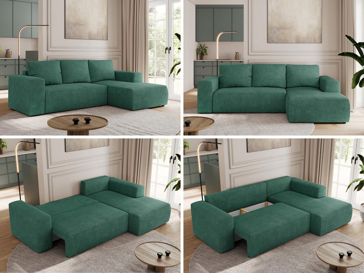 ECKSOFA TRENTINO L Grün Stukture - Rechts - Schwarz/Grün, Kunststoff/Textil (164/266cm) - MKS