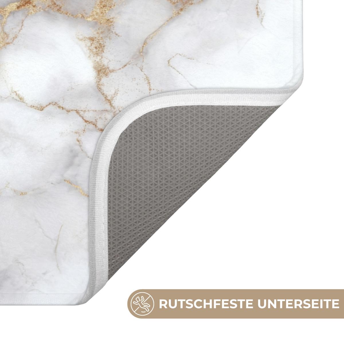 BADEMATTE Weiß - Gold - Marmor - Grau 60x40 cm - Weiß, Textil (60/40cm) - OnlyWow