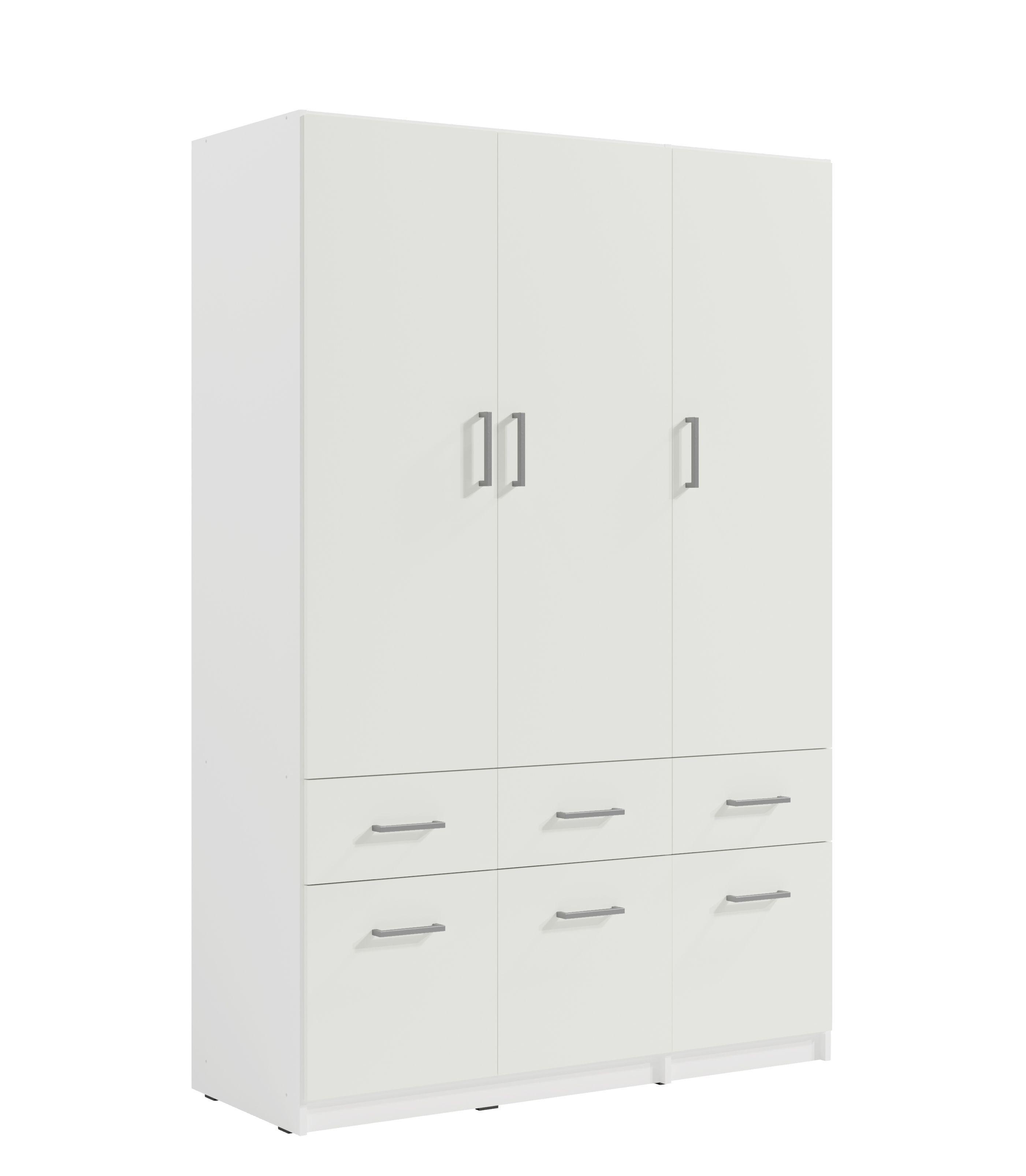 DREHTÜRENSCHRANK RYGEN 135,6/197,5/53,3cm 3-türig Weiß - Weiß, Holzwerkstoff (135.6/197.5/53.3cm) - MASSENO