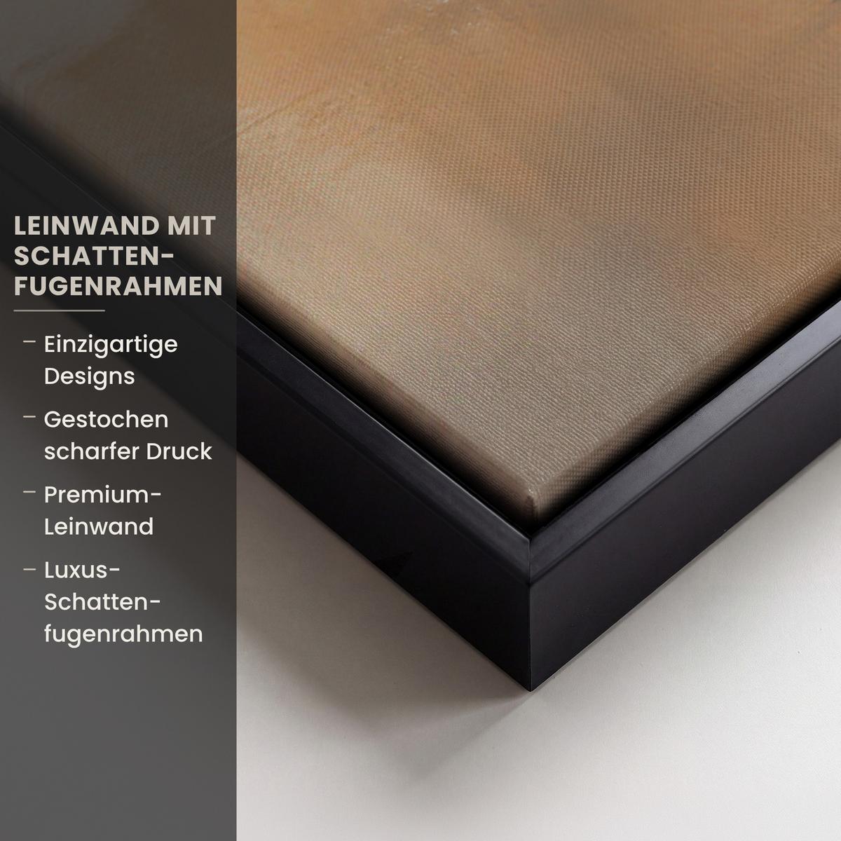 LEINWAND Bilder mit Rahmen - Kunst - Industriell - Grau - Braun - Abstrakt - 90x60 - Sandfarben, Textil (90/60cm) - MuchoWow