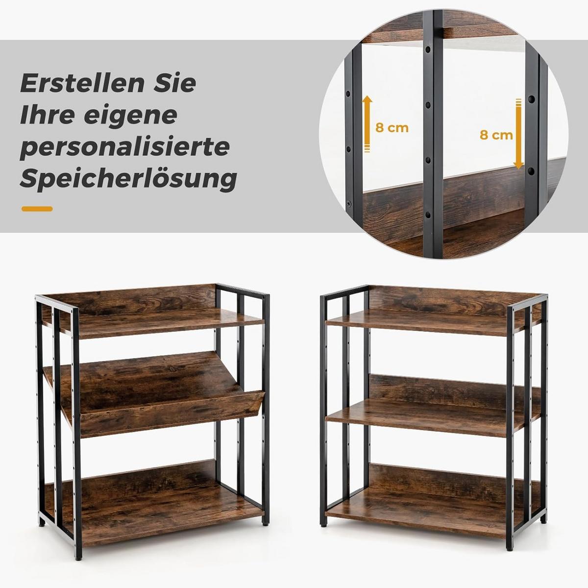 BUCHERREGAL Vintage Eiche Dekor - Alteiche, Holz (70/81/35cm) - COSTWAY