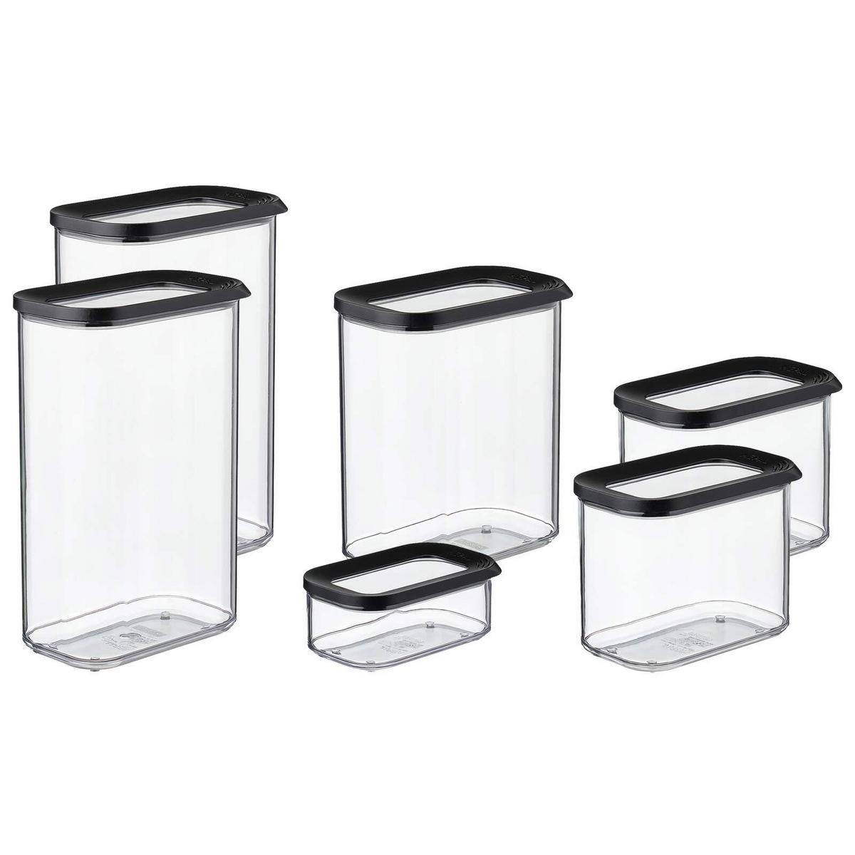 VORRATSDOSEN Modula schwarz 6-tlg. - Schwarz, Kunststoff (2/2/2cm) - Mepal