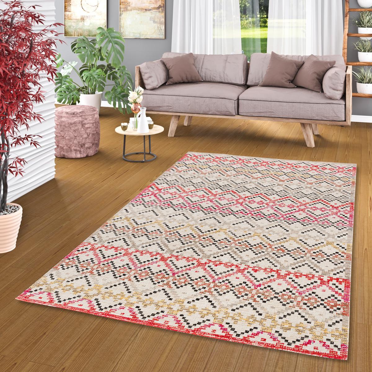 KURZFLOR DESIGNER TEPPICH MODERN VINTAGE ORIENT MUSTER - Pink, Textil (160/230cm) - Pergamon