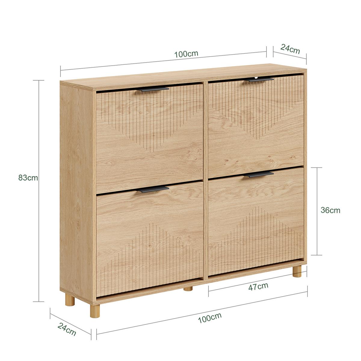 SCHUHSCHRANK schmal, 100x24x83cm - Eichefarben, Holzwerkstoff (100/83/24cm) - SoBuy