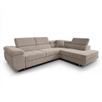 ECKSOFA L Form Konak Beige 276/201/90 cm Rechts mit Schlaffunktion - Beige/Silberfarben, Textil/Metall (276/203cm) - AX Living