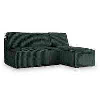 ECKSOFA BRISO T Grün Kordstoff mit Schlaffunktion - Grau/Grün, Holz/Kunststoff (200/140cm) - MASSENO